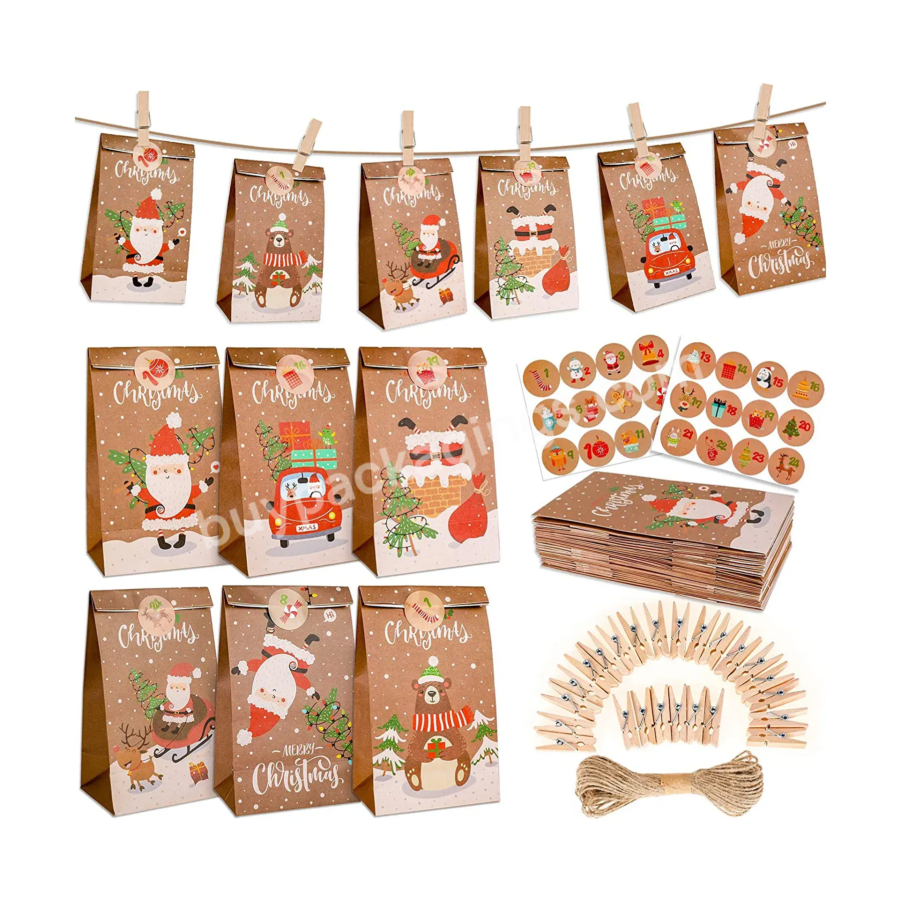 2023 New Arrivals Wholesale Price Handmade Custom 24pcs Chocolate Toys Christmas Advent Calendar Bags