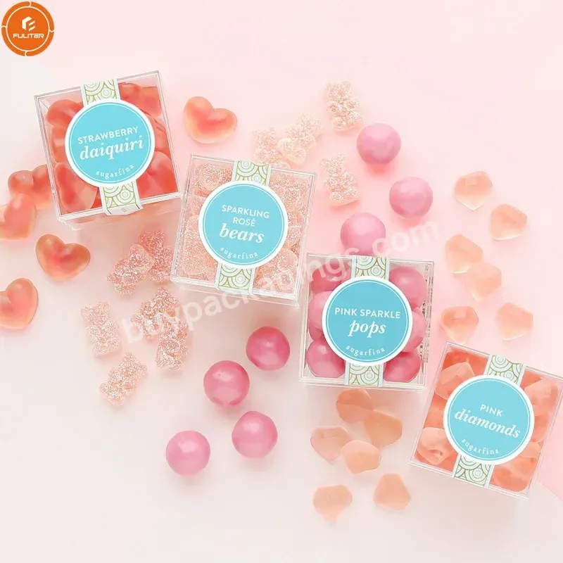 2inch Clear Square Food Grade Cube Acrylic Wedding Favor Acrylic Candy Box For Candy