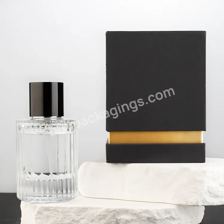 30ml 50ml 100ml Empty Perfume Bottle Packaging Square Black Glass Perfume Bottle With Box And Customized Lid