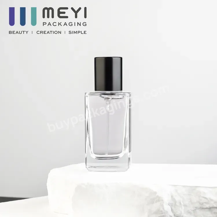 30ml Square Clear Glass Perfume Bottle With Black Color Little Cap