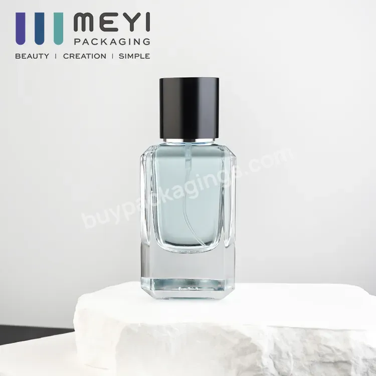 30ml Square Clear Glass Perfume Bottle With Black Color Little Cap