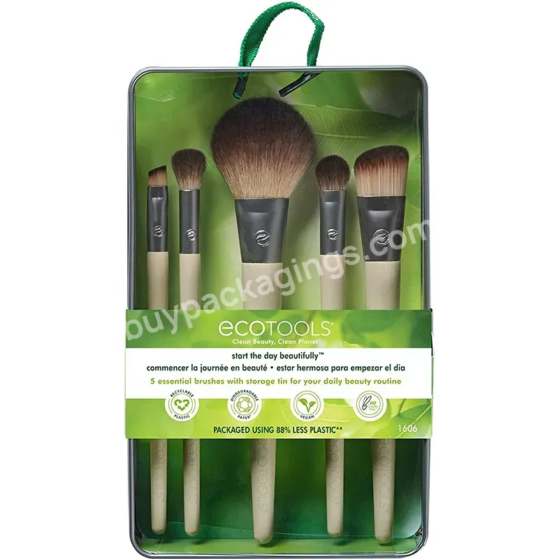 5 Count 4 Pieces Makeup Essentials Brushes Set Kit Packaging Box