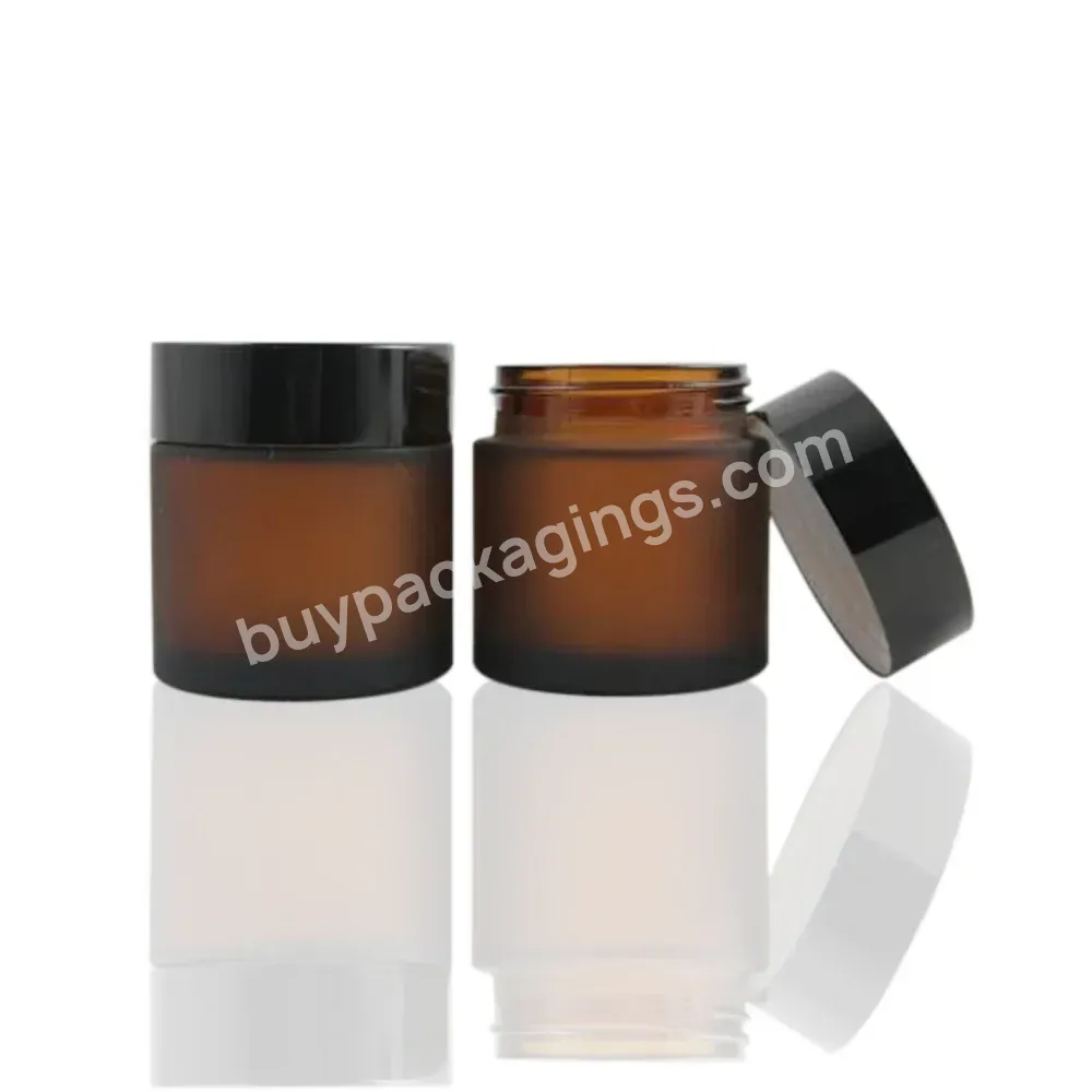 50g Empty Amber Frosted Glass Cream Jar With Black Aluminum Lid,Wholesale Brown 50g Cosmetic Glass Jar For Mask Or Eye Cream - Buy High Quality Glass Cream Jars,China Cream Jar Suppliers,Cheap Wholesale Cream Jars.