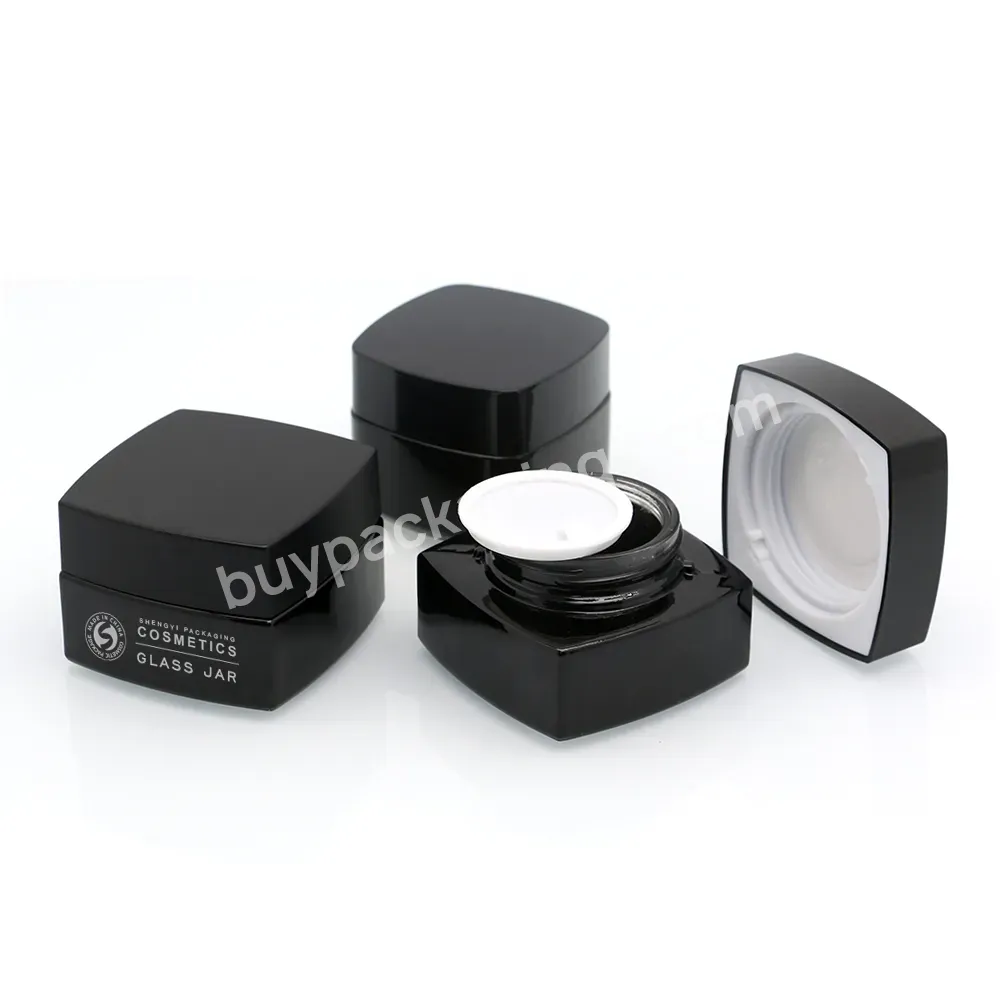 50g Luxury Black Glass Cream Jar 30ml Glass Dropper Bottle 120ml Square Glass Lotion Bottle With Pump - Buy Cosmetic Glass Jar For Cream,Glass Jar And Bottle Set,Glass Bottles For Serum.