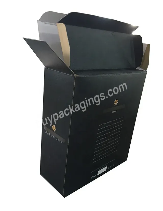 750ml Branded Brandy Custom Wine Boxes Durable Corrugated Wine Box Gold Hot Foil Stamping Logo And Embossed Textured Wine Boxes