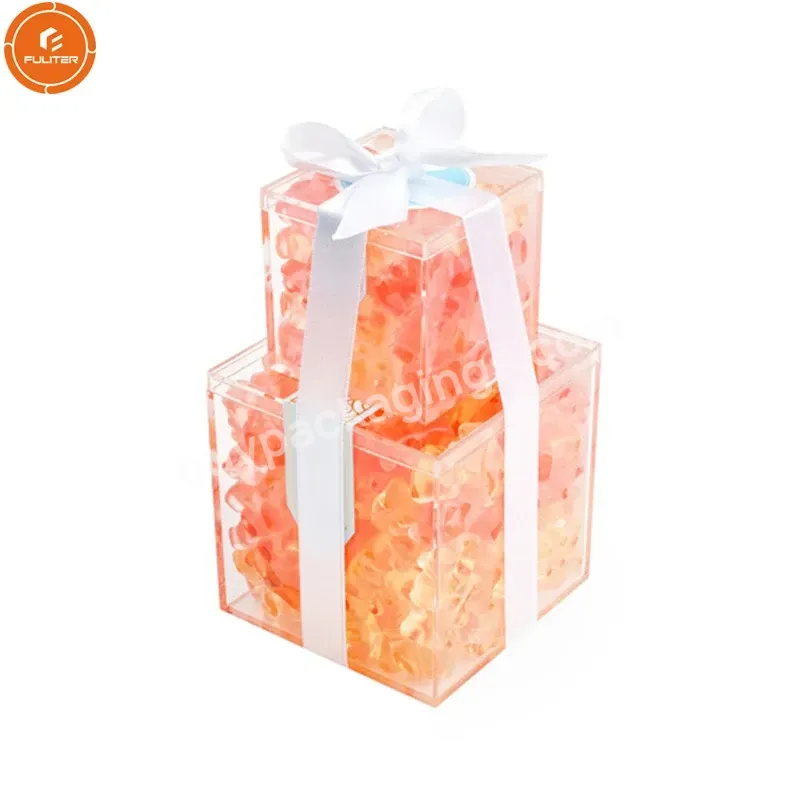 75xx75x75mm Clear Acrylic Square Acrylic Cube Candy Box With Lid