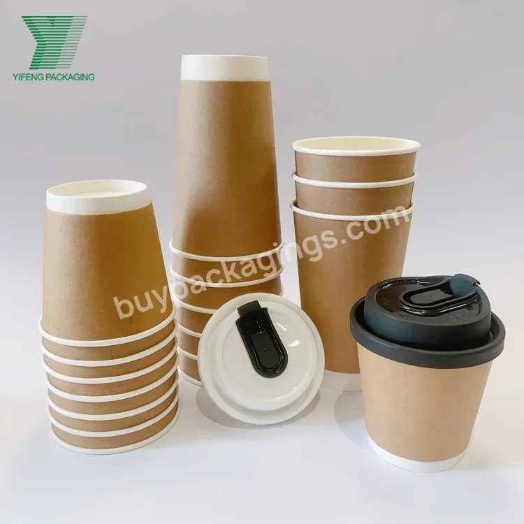 8/12/16/22 Oz Wholesale Composable Disposable Paper Coffee Cups Disposable Eco Friendly Coffee Cups