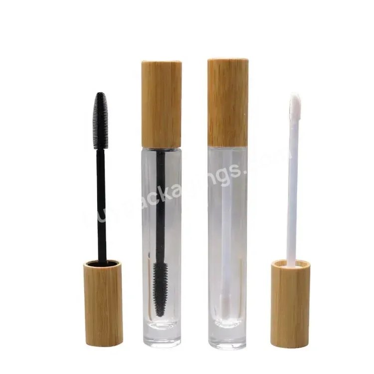 8ml Cosmetic Packaging Glass Mascara Tubes With Bamboo Brush - Buy Empty Mascara Tubes With Brush,Empty Lip Gloss Tube Container,Mascara Tube.