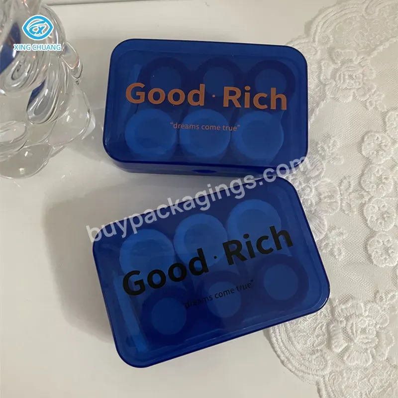 Advanced Contact Lens Case Multi-pack Simple Portable Contact Lens Case Personality Klein Blue Companion Case Transparent