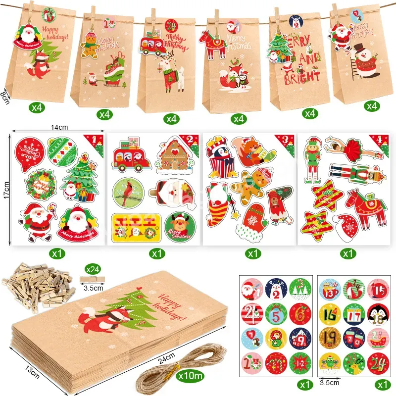 Amazon Best Seller Wholesale Price Custom Printing Christmas Advent Calendar Paper Bags Fidget Toys Cookie Packaging