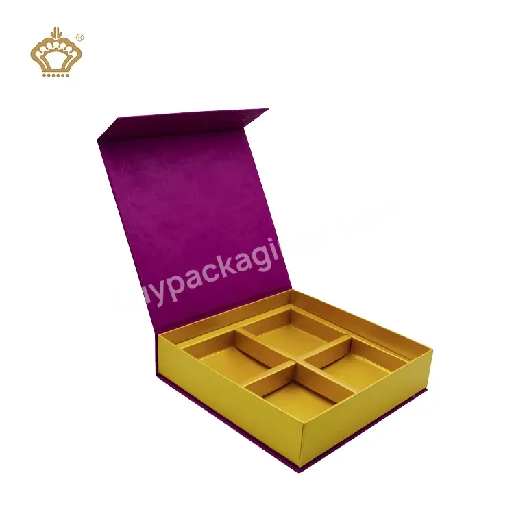 Available Custom Iron Silver Process Premium Packaging Purple Classic 4 Pcs Moon Cake Package Gift Box