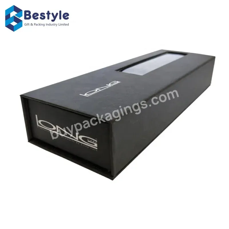 Bestyle Wholesale Custom Printed Black Paper Packaging Magnetic Box With Pvc Plastic Window