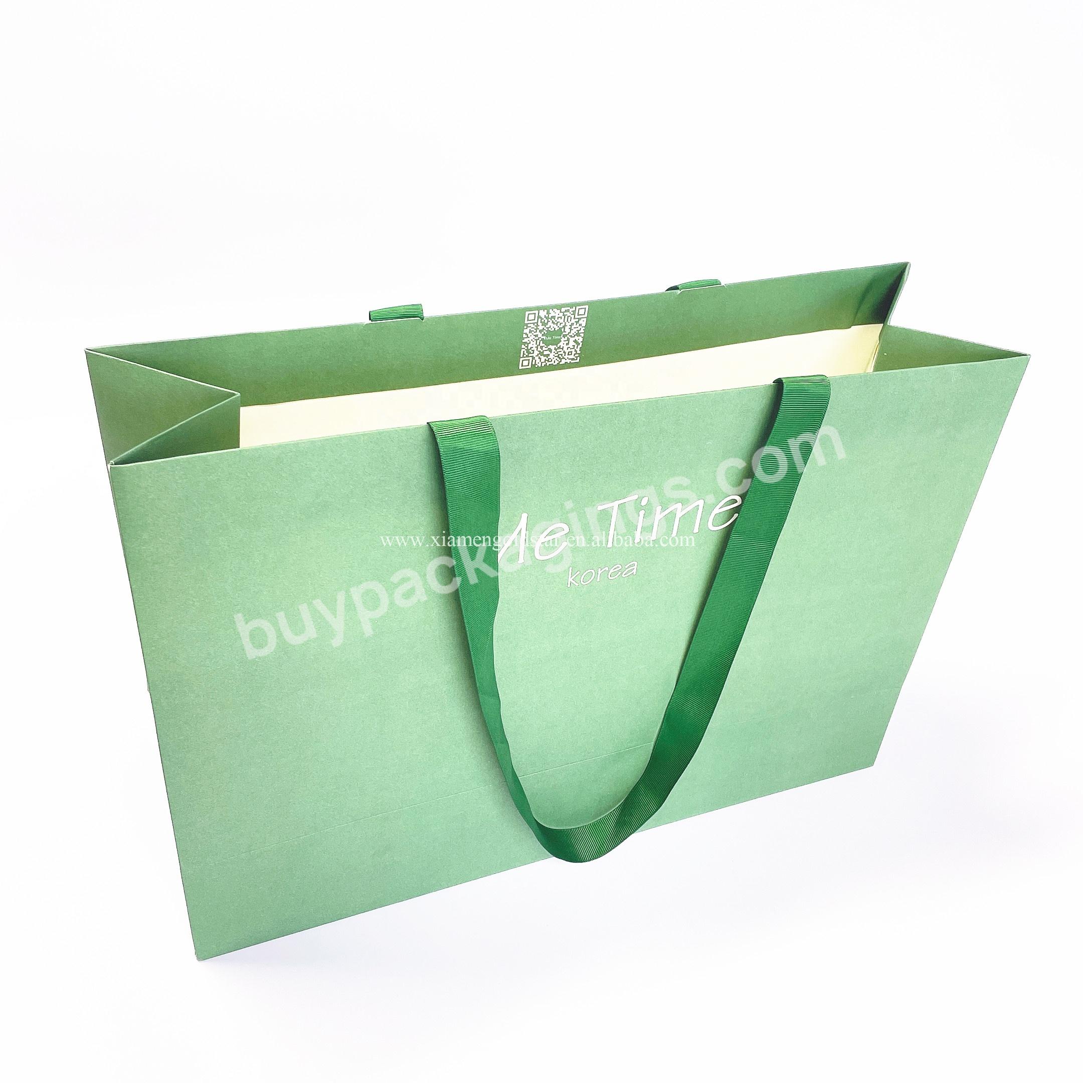 Biodegradable 250 Gsm Paper Bag Famous Brand Paper Bag Green Paper Bag With Logo Printing