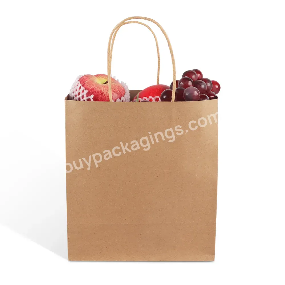 Biodegradable Brown Kraft Paper Bags Packaging Takeaway Gift Paper Bag With Handles Made China