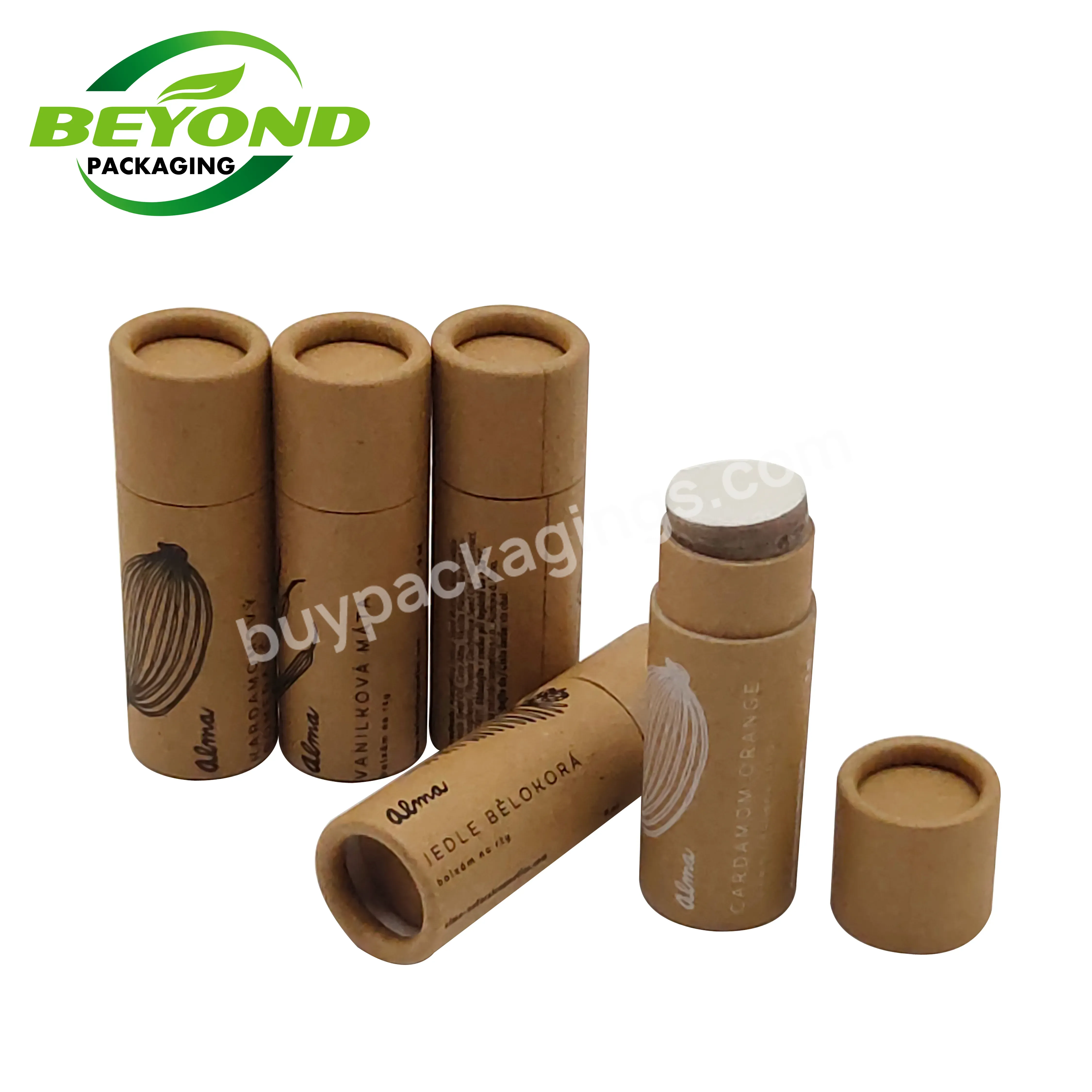 Biodegradable Cardboard Natural Black Kraft Cosmetic Empty Paper Tube Push Up Lip Balm 1oz 25g Deodorant Paper Tube Packaging