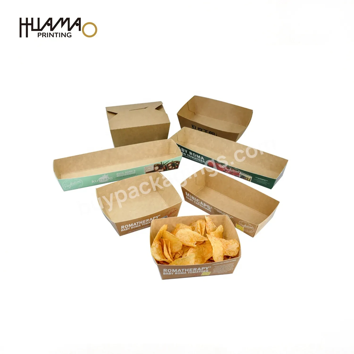 Biodegradable Clamshell Paper Boxes Small Business Packing Supplies Kraft Paper Box Brand Stickers Logo Fast Food Packaging