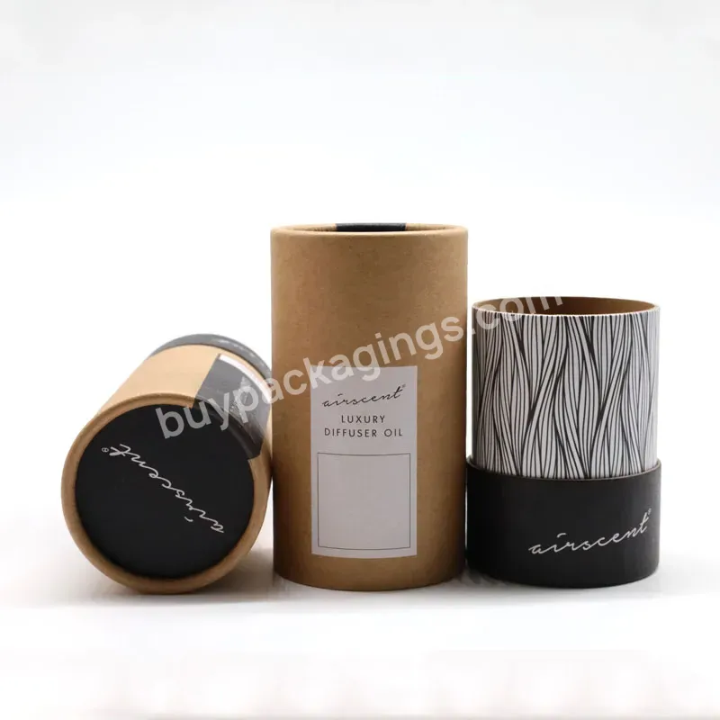 Biodegradable Custom Paper Cylinder Bottle Box Round Kraft Paper Tube Cosmetic Package Boxes With Paper Lid