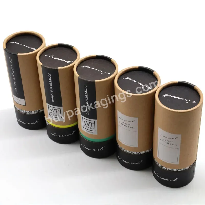 Biodegradable Custom Paper Cylinder Bottle Box Round Kraft Paper Tube Cosmetic Package Boxes With Paper Lid