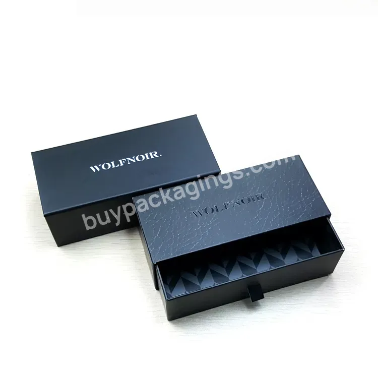 Black Cardboard Matchbox Packaging Box With Drawer Shell Eyewear Sunglasses Packaging Box