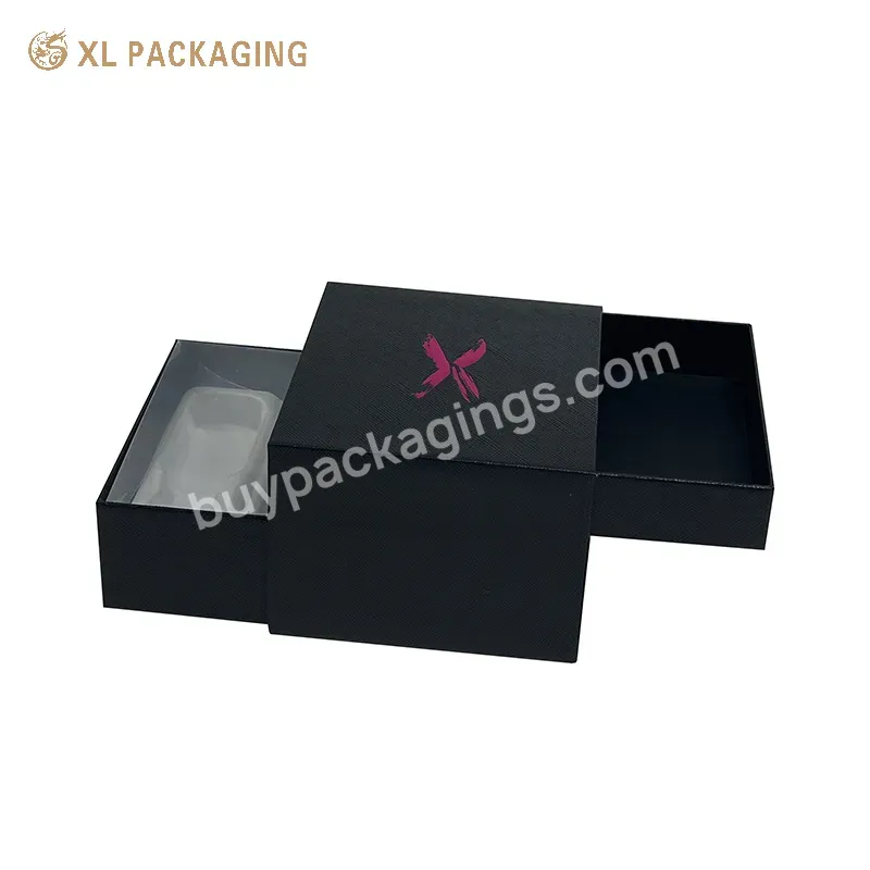 Black Drawer Box Custom Skin Care Matt Black Slide Paper Box Packaging 2 Layers Cosmetic Paper Gift Box For Jewelry