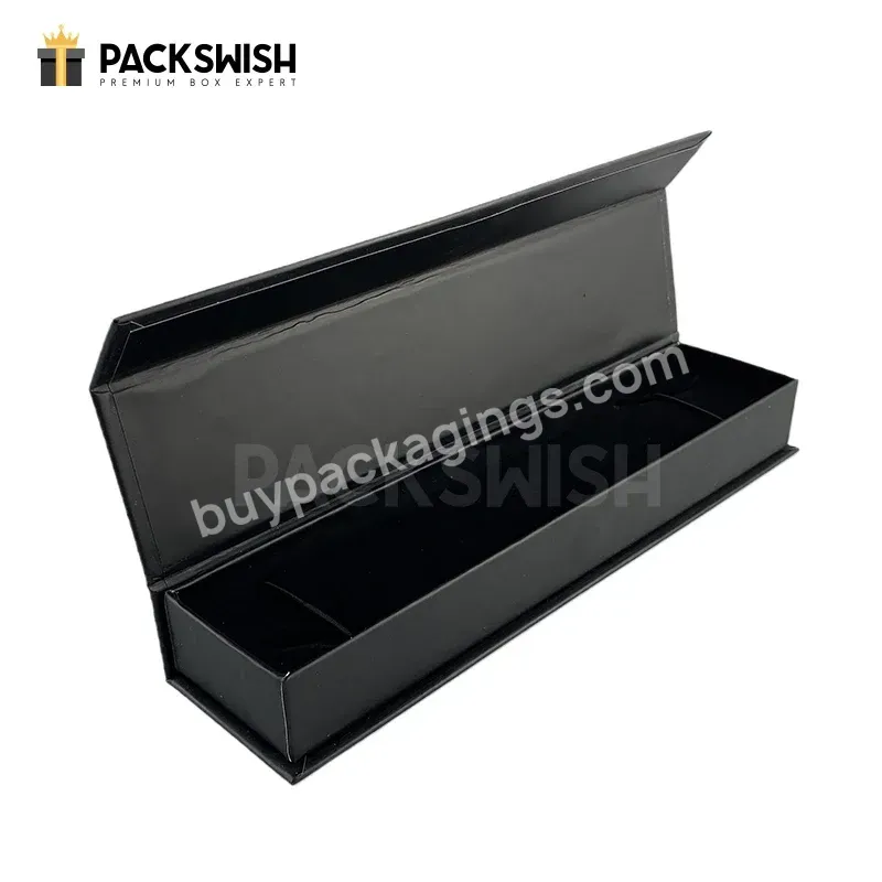 Black Flip Lid Custom False Nail Cardboard Foldable Boxes Magnetic Press On Nail Packaging Box