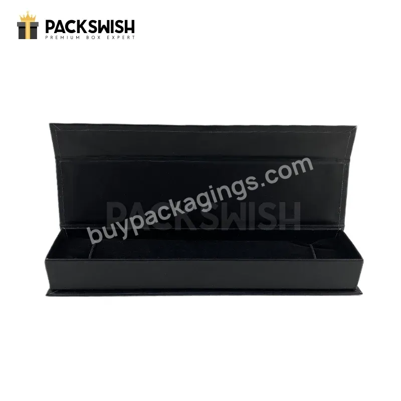 Black Flip Lid Custom False Nail Cardboard Foldable Boxes Magnetic Press On Nail Packaging Box