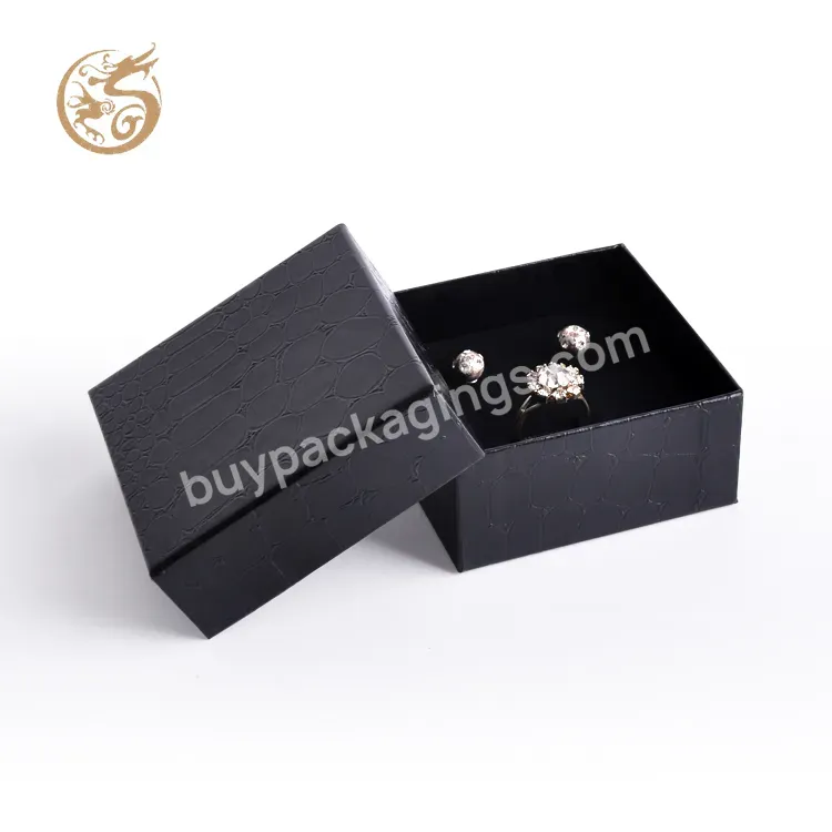 Black Jewelry Box Packaging Cardboard Special Texture Paper Earring Ring Box Custom Jewelry Gift Box Black With Logo