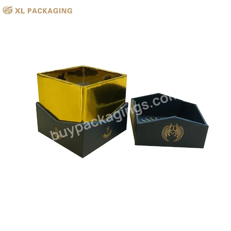 Black Jewelry Paper Box Mini Gift Box Gold Foil Lid And Base Necklace Jewelry Boxes Custom Logo With Tray