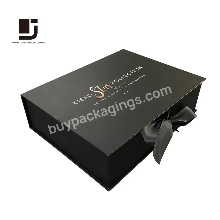 Black Luxury Clothing Gift Box With Ribbon Closure