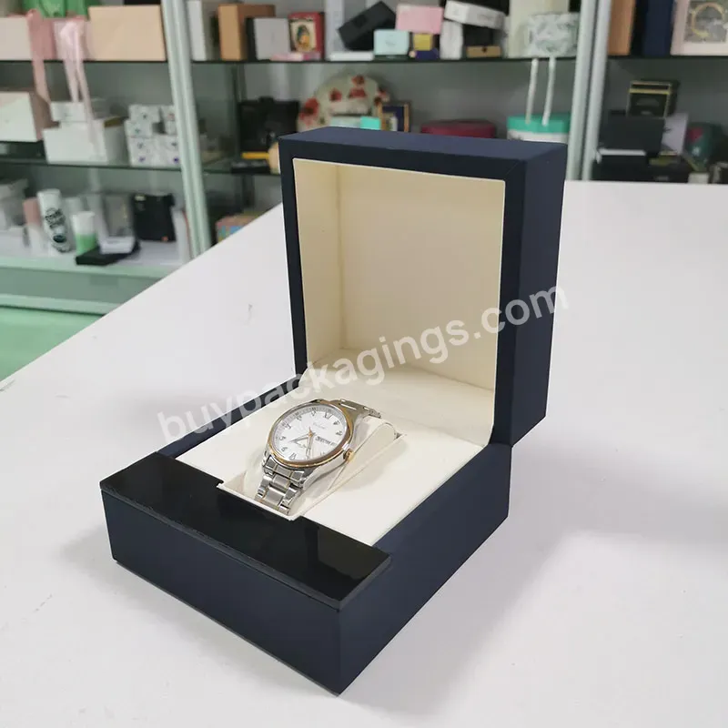 Black Luxury Plastic Leather Structure Watch Packaging Case And Watch Boxes Custom Logo