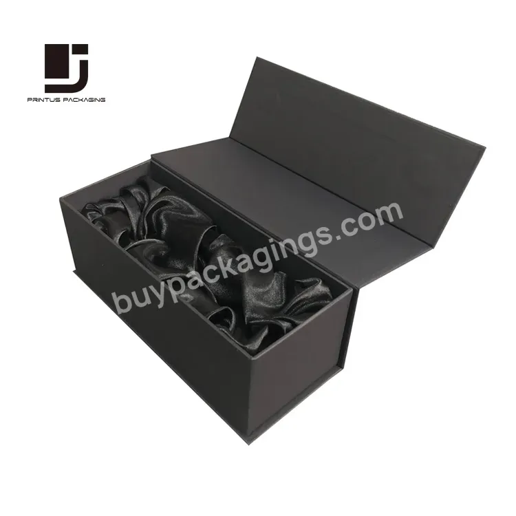 Black Magnet Satin Lined Gift Paper Box For Jade Roller
