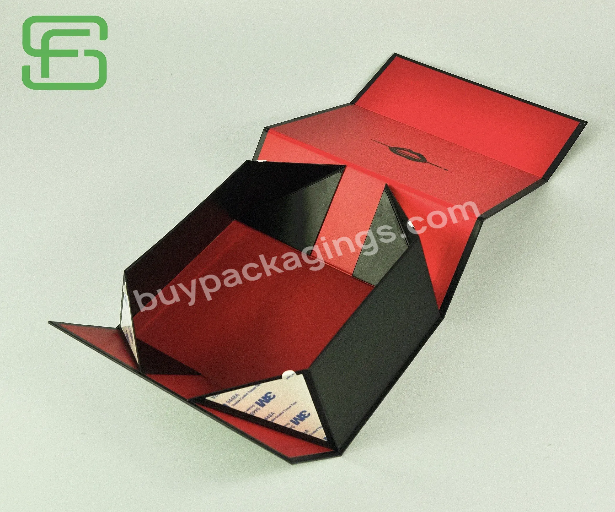 Black Paper Magnetic Gift Box Foldable Valentines Day Gift Box Cosmetic Product Packaging Custom Box