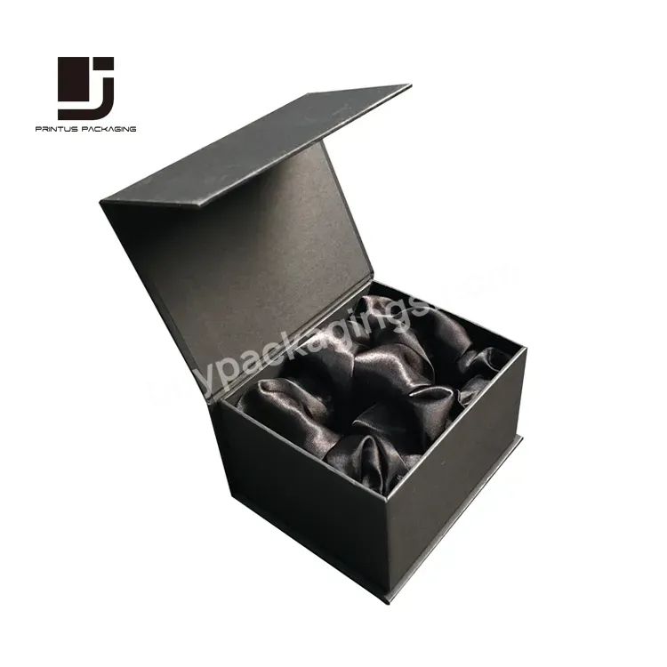 Black Satin Lined Cosmetic Gift Box Package For Skin Care Products