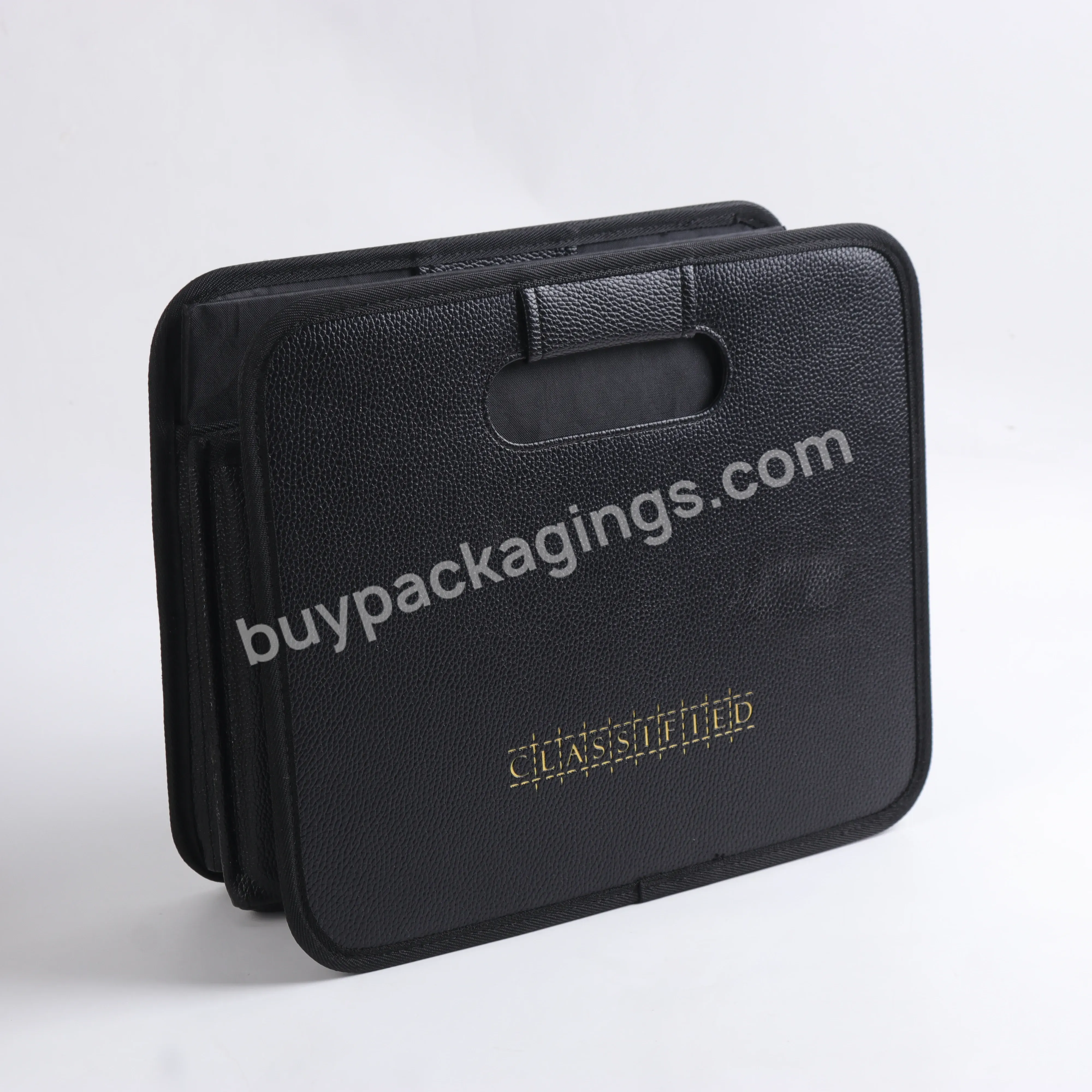 Black Separated Folding Storage Container Trunk Organizer Large Capacity On-board Car Storage Box