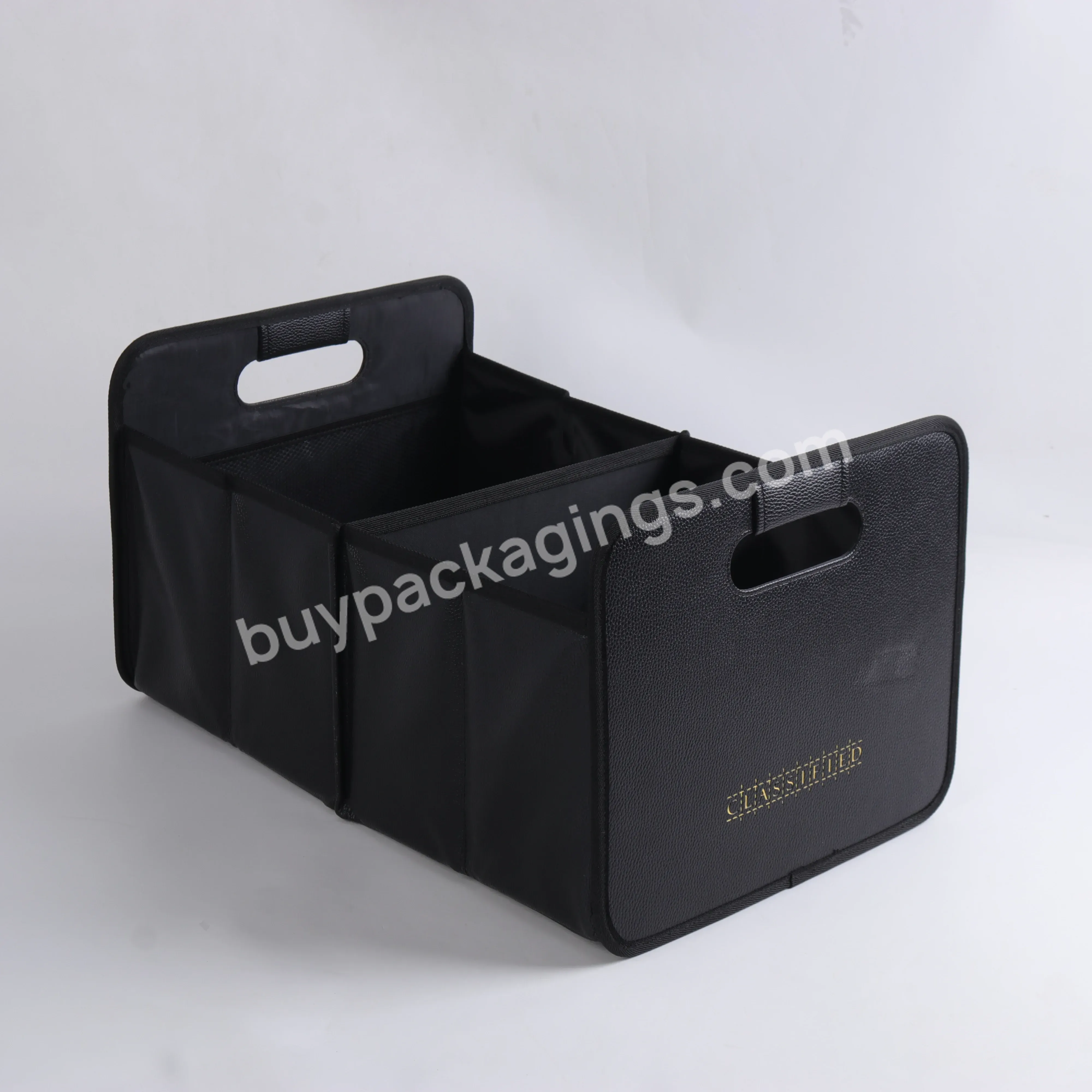 Black Separated Folding Storage Container Trunk Organizer Large Capacity On-board Car Storage Box