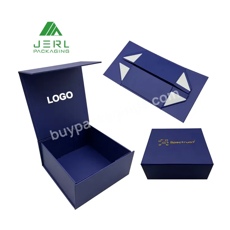 Blue Foldable Magnetic Shipping Box With Magnetic Lid