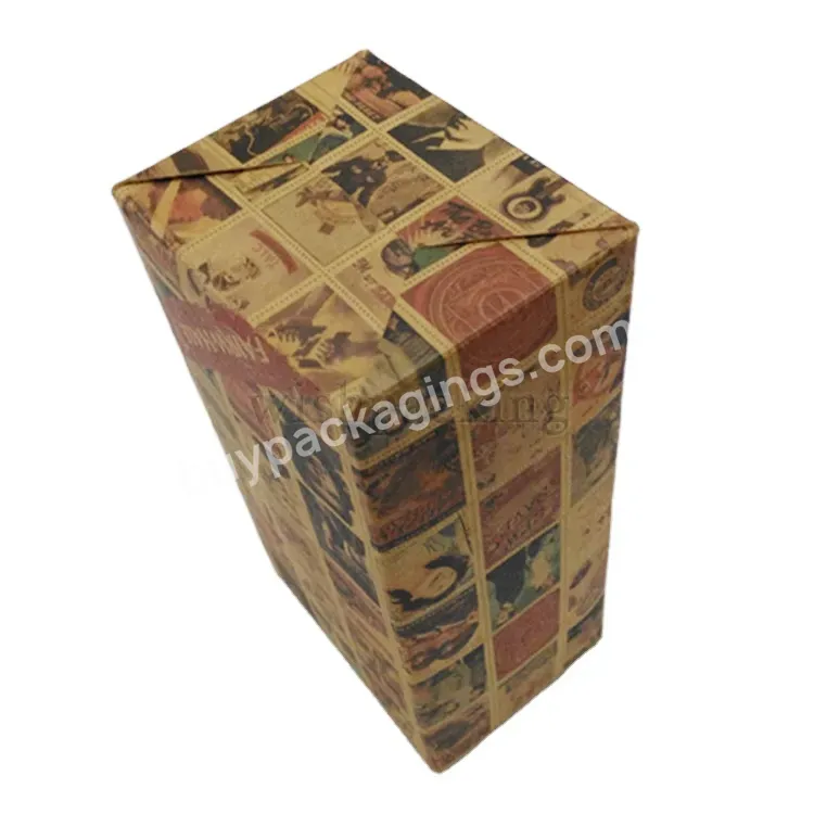 Boite D'emballage Wholesale Eco Friendly Retro Pattern Buckle Bottom Box Kraft Paper Perfume Box
