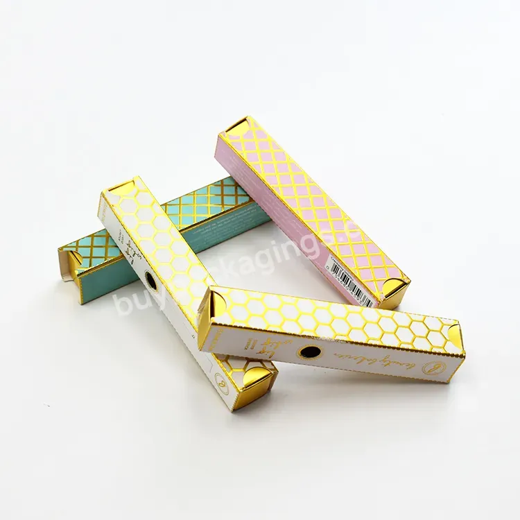 Boite Maquillage Professionnel Custom Private Label Drawer Type Finishing Long Gold Lipgloss Case Cosmetic Lipstick Paper Box