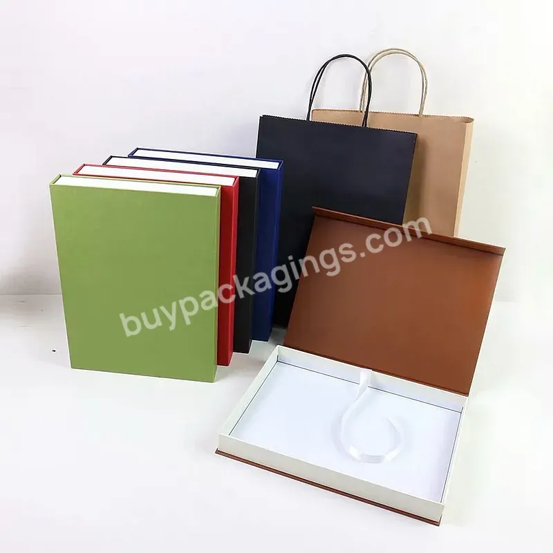 Book Shaped Rigid Paper Box Packaging Magnetic Custom Box Made Of Art Paper For Clothing