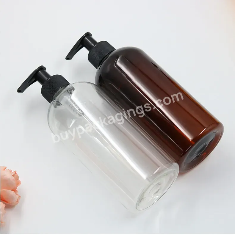 Boston Shampoo Empty Bottle 500 Ml Lotion Shower Gel Pet Plastic Bottle Press Screw Pump Lotion Bottle - Buy 500ml Boston Round Bottle,Empty Bubble Bottles Pet,Plastic Squeeze Bottles.