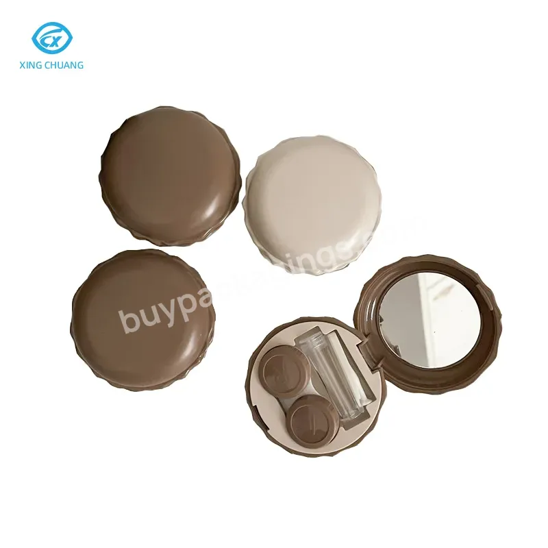 Brown Macaron High Appearance Level Contact Lens Case Girl Heart Contact Lens Companion Case Small Cute And Convenient Travel