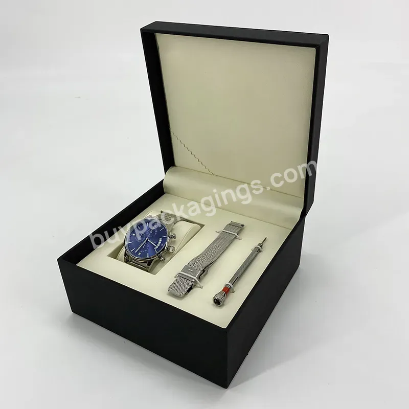 Caja De Reloj Custom Logo Wholesale High Quality Black Matte Single Watch Pu Leather Gift Box Cases Display