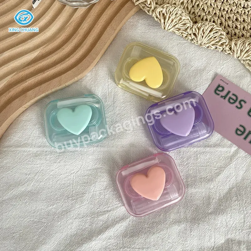 Candy-colored Love Contact Lens Case Convenient No-twist Myopia Contact Lens Case One Simple Transparent Companion Case