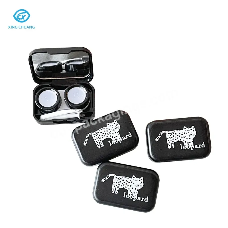 Candy Solid Color Contact Lens Case Simple Mini Compact Press Double Case Contact Lens Companion Case