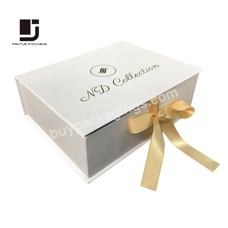 Cardboard Paper Wedding Magnetic Gift Box Packaging With Ribbon