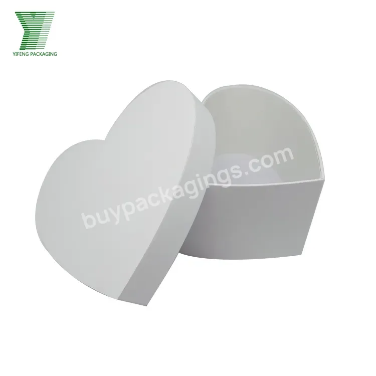 Cardboard White Valentine's Day Wedding Heart Shaped Rose Flower Jewelry Chocolate Candy Gift Box With Lid Wholesale