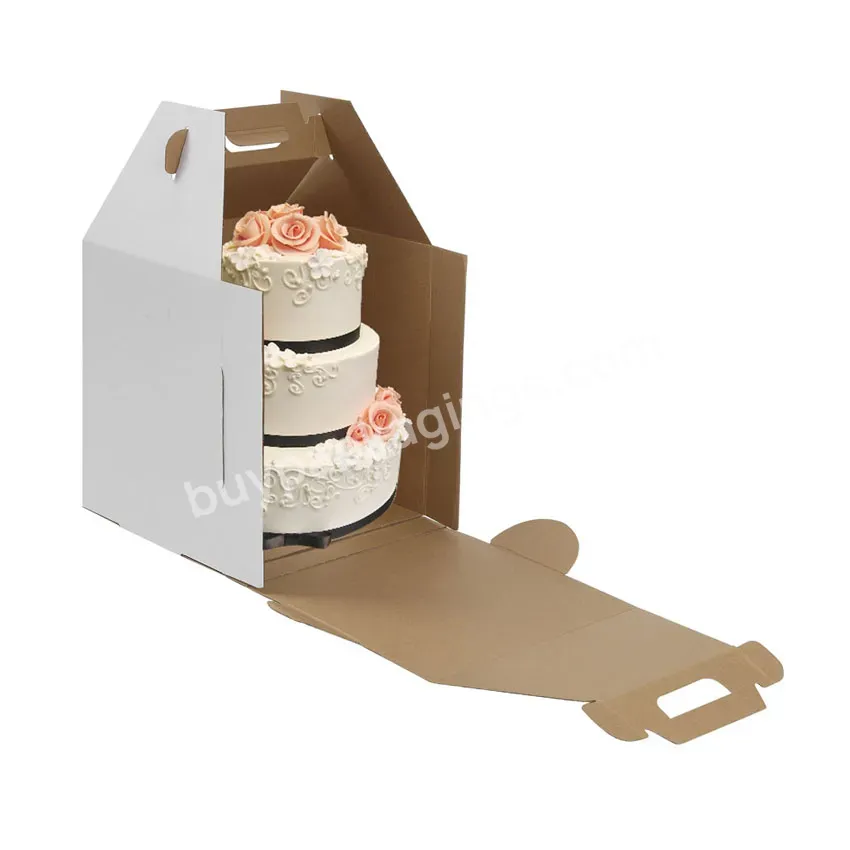 Cheap Price Customized Eco Friendly Tall White Kraft Cake Carrier Box
