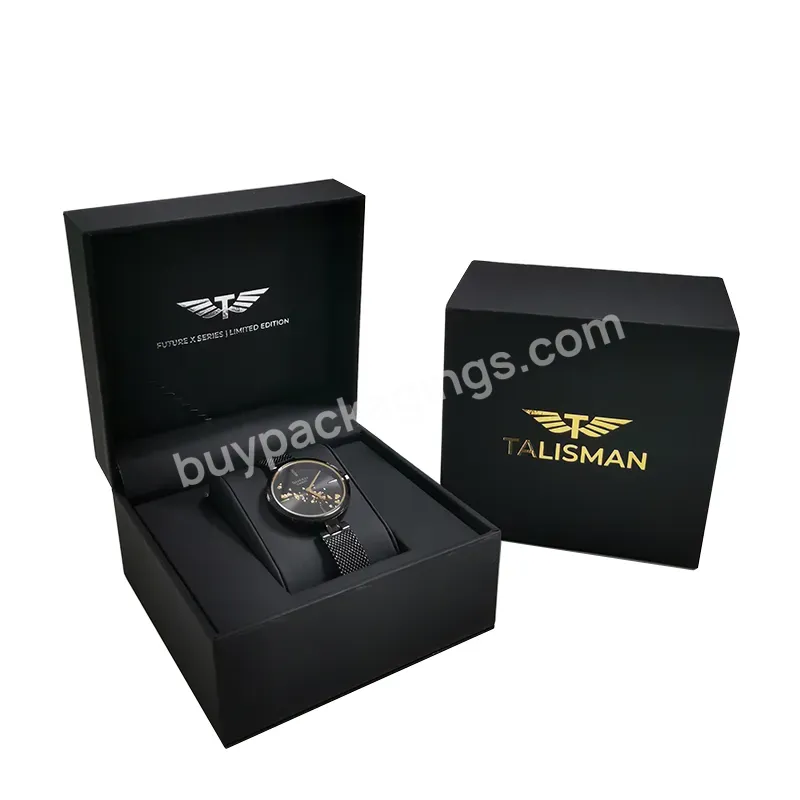 China Dongguan Supplier Customized Logo Eco Black Pu Leather Pillow Wrist Watch Box Cheap Watch Case