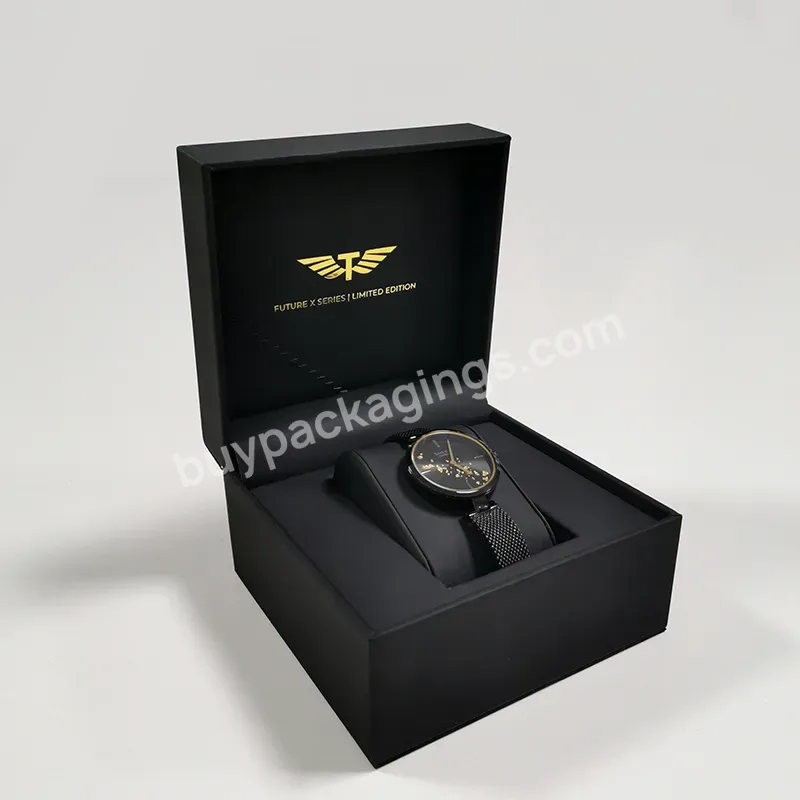 China Dongguan Supplier Customized Logo Eco Black Pu Leather Pillow Wrist Watch Box Cheap Watch Case