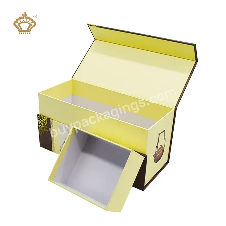 China Factory Hand Made Luxury Rigid Tea Display Packaging Paper Box With Magnetic Drawer Box